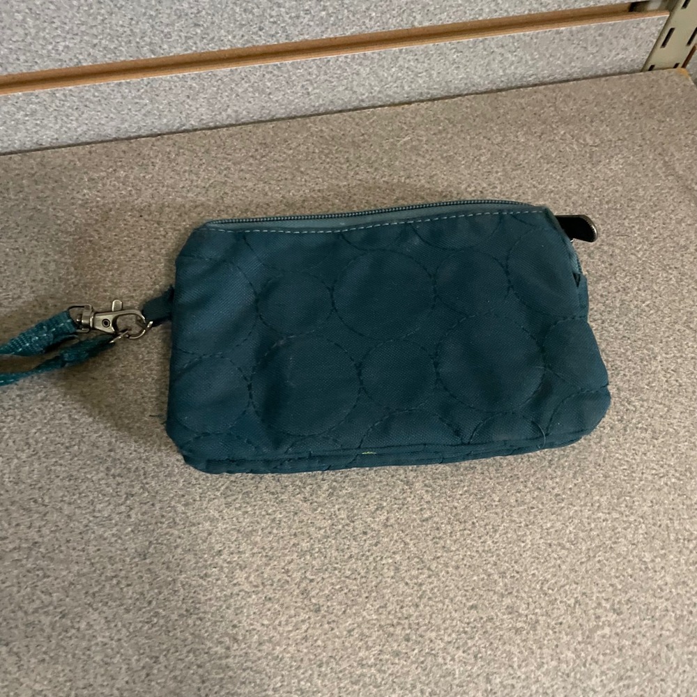 Thirty-One Gifts Wristlet Wallet Quilted Teal‎ Blue Fabric Purse